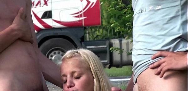  A blond teen girl public fucking with 2 young guys in public with oral deep throat blowjob and vaginal sexual threesome intercourse with vaginal pussy fuck while random strangers see them during this exciting adult adventure recorded on a video